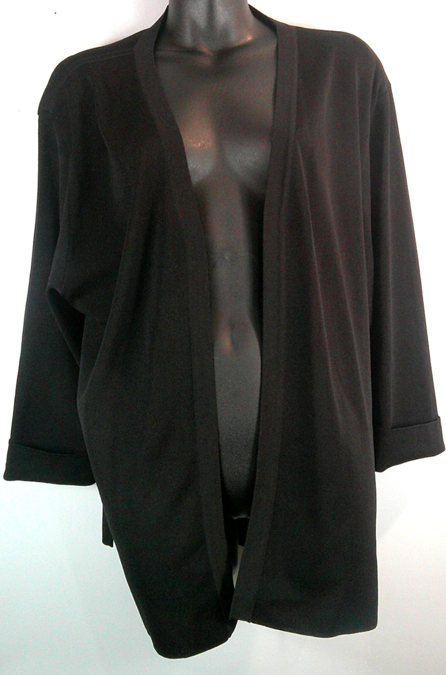 Marlis Black Open Cardigan Women's Large Thick, Rolled Sleeve